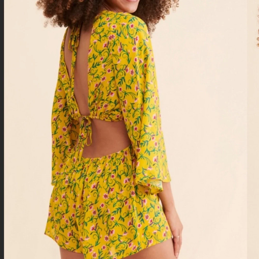 Anthropologie The Magnolia Floral Open Back Romper Size S - Picture 1 of 14